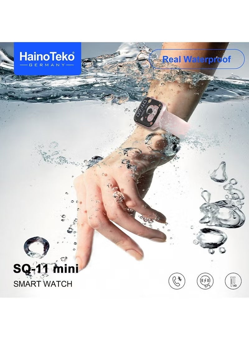 Haino Teko SQ-11 Mini Smart Watch with AMOLED Display, Water-Resistant Touch Screen Fitness Smartwatch, Compact Lightweight Design, 3 Interchangeable Straps for Daily Wear - Image 3